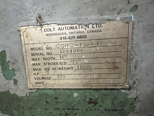 10000 lb. Colt #CSHC-100-12, coil cradle / straightener, 12" x .250" stock, 60" outside dimension, 7-roll - Image 5