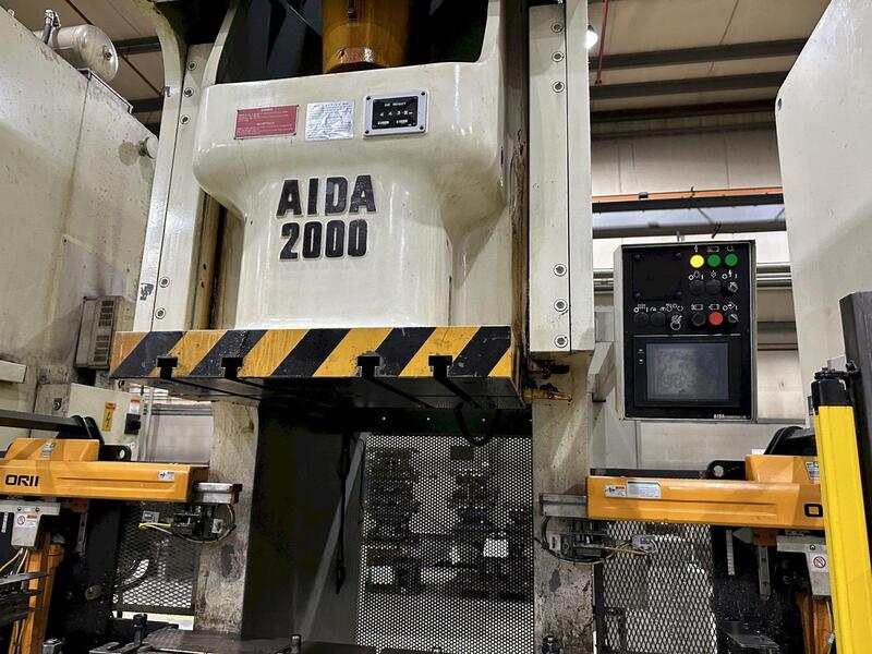 220 Ton, Aida #NC1-2000(2), single crank gap frame press, 9.84" stroke, 19.69"Shut Height, 4.33"ram adj. - Image 6