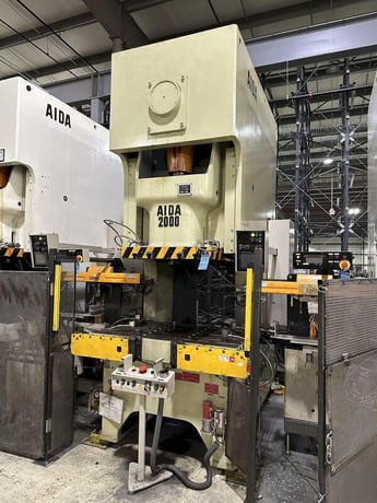 220 Ton, Aida #NC1-2000(2), single crank gap frame press, 9.84" stroke, 17.72"Shut Height, 4.33"ram adj. - Image 3