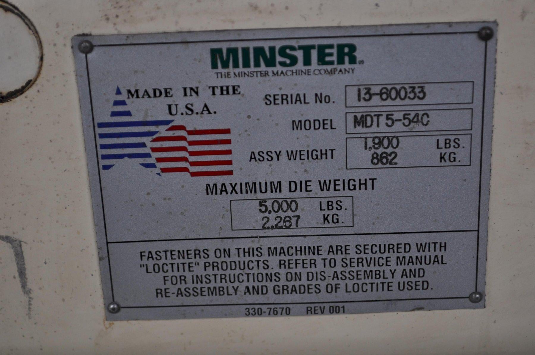 5000 lb. Minster #MDT5-54C, die transfer table, 84" L x 23" W, roller bearing top, 43" passline - Image 8