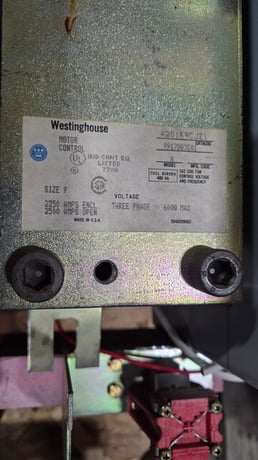 Westinghouse, Size 9 FVNR, Open, 120 coil, Cat No A201K9CJZ1, 2500 amp rated - Image 1