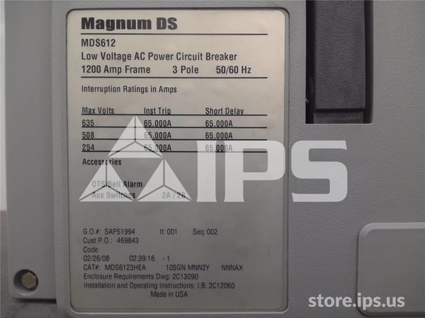 1200 Amps Ch Mds6123hea105gnmnn2ynnnax Mo/bi (mds612) Digitrip 520 Lsig, 1000 Amps Rp, 1000 Amps Ct, 2 Stage - Image 3