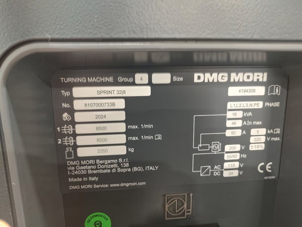 DMG, Mori #Sprint-32/8, Swiss Type CNC, 8 axis, 1.25" capacity, Fanuc 32i-B, 2 spindle, Iemca BOSS-388 - Image 4