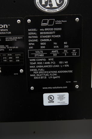 200 kW MTU #6R0120-DS200, Diesel Generator, Tier3, Benz #OM926LA engine, fuel tank, unused, 2022 - Image 7