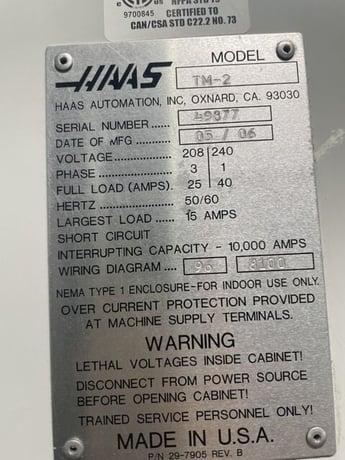 Haas #TM-2, CNC Tool Room Mill, 40" x 16" x 16" travel, 4k RPM, 57.8" x 10.5" table, Haas 32-Bit CNC, 10 ATC - Image 9