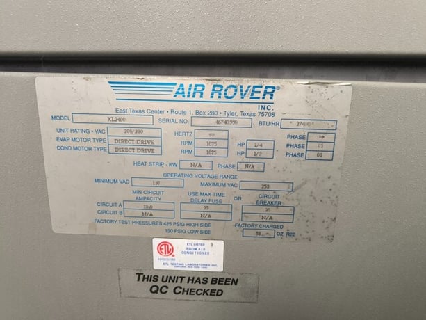 Air Rover #XL2400, Commercial Portable Air Conditioner, 27400 BTU/HR, 208/230 V., 1ph, AS IS - Image 4