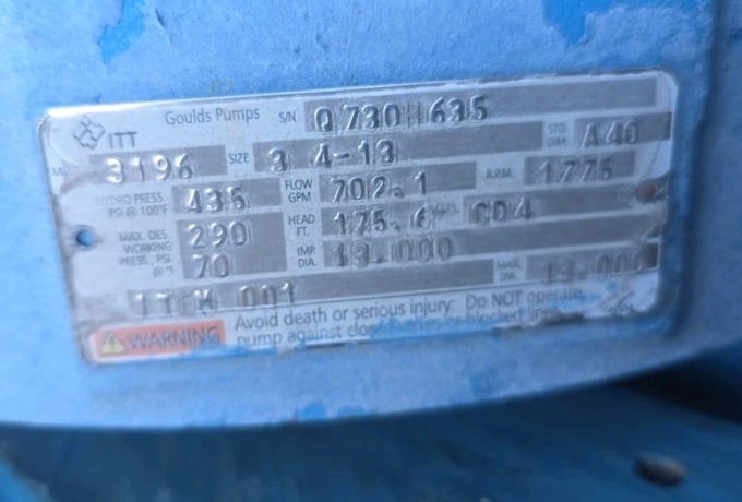 ITT Goulds, 3196 Pump Casing, 3" x 4" -13" Size - Image 2