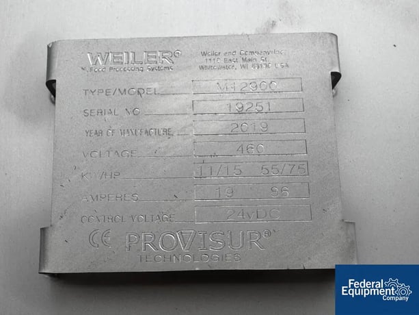 220 cu.ft. Weiler Provisur #M12900, Dual Shaft Paddle Mixer, Stainless Steel, 88" x 96" trough, 16" diameter - Image 2