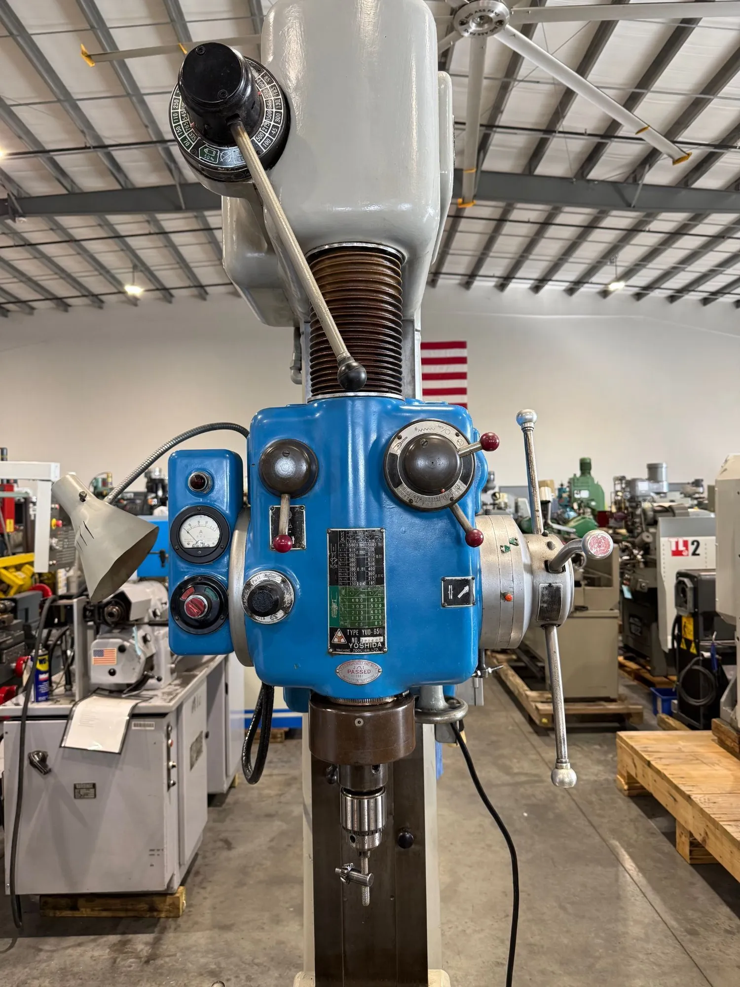 25" Yoshida #YUD-650, Heavy Duty Drill Press Tapping, 16.25" x 21" table, 2" mild steel drilling, 1.5" mild - Image 8