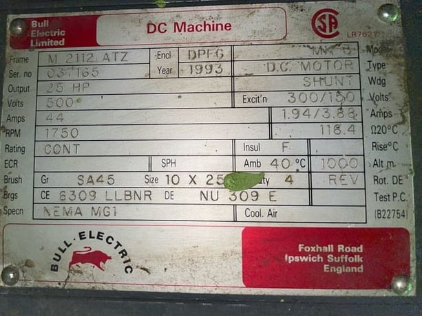 25 HP 1800 RPM Bull, Frame M2112ATZ, DPFVBB, 500 VA, 300/150 VF (2 available) - Image 3