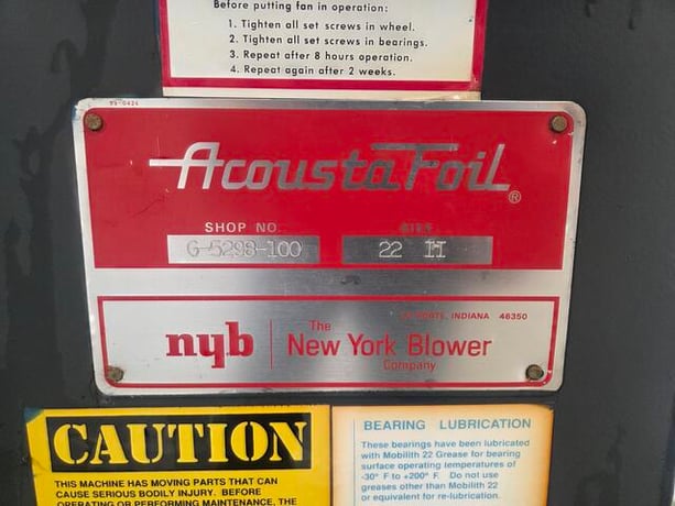 New York Blower #Acoustafoil fan with discharge damper, size 22 II, new surplus - Image 8