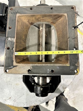 10" x 10" Meyer rotary airlock, Carbon steel body, Stainless rotor, 13" x 13" flange, 15" inlet to outlet - Image 5