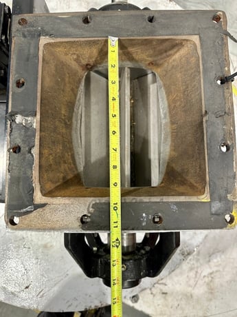 10" x 10" Meyer rotary airlock, Carbon steel body, Stainless rotor, 13" x 13" flange, 15" inlet to outlet - Image 10
