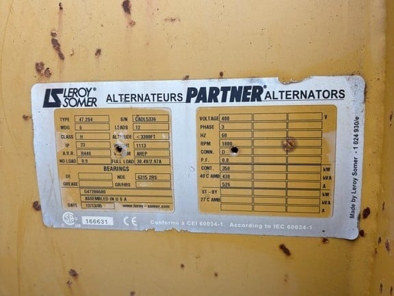 450 kW, 1800 RPM, Caterpillar LC6124D Generator, 12 Lead, Single Bearing - Image 4