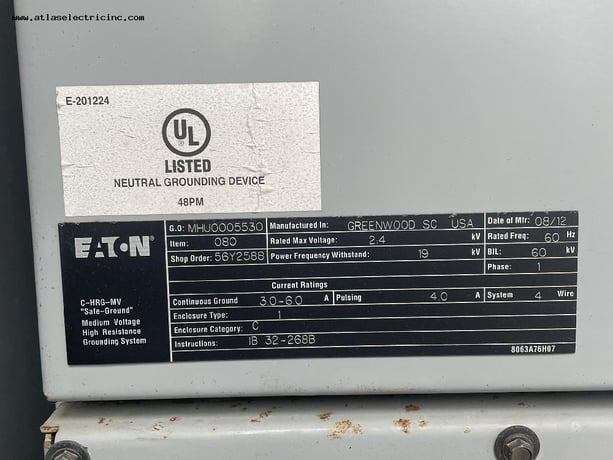 Eaton #VacClad-W, 2400 Volts Medium Voltage High Resistance Ground System - Image 6