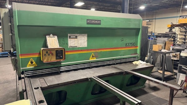 3/8" x 10' Accurshear #837510, Hydraulic Shear, 30 HP, front operated back gauge, 440 V., 3ph, 1995 - Image 2