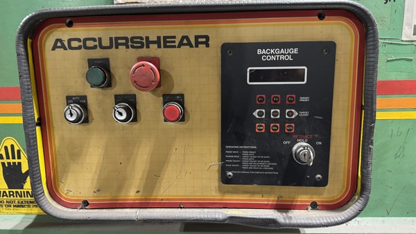 3/8" x 10' Accurshear #837510, Hydraulic Shear, 30 HP, front operated back gauge, 440 V., 3ph, 1995 - Image 4