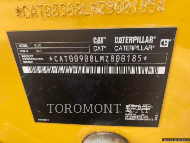 Cat 908, Compact Wheel Loader, 1139 hours, S/N: MZ800185, 2022 - Image 6