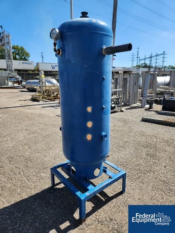 120 gallon Roy B. Hanson, Compressed Air Tank, Carbon Steel, 24" diameter x 50" straight side, stand, 1989 - Image 3