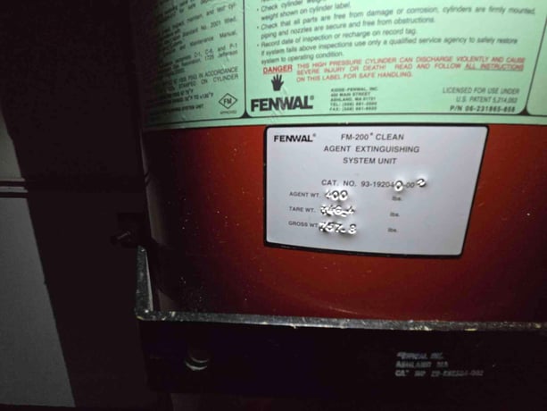 400 lbs. Fenwal #FM-200, Clean Agent Extinguishing System - Image 3