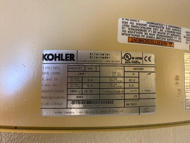 800 KW Kohler #KD800, 3 Phase, 277/480 Volts Diesel Generator with 5520 Gallon Base Tank - Image 4
