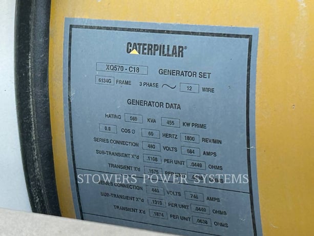 455 KW Caterpillar #XQ570-C18, diesel gen set, Tier 4F, PMG, trailer mount, 5 hours, 2019 - Image 4
