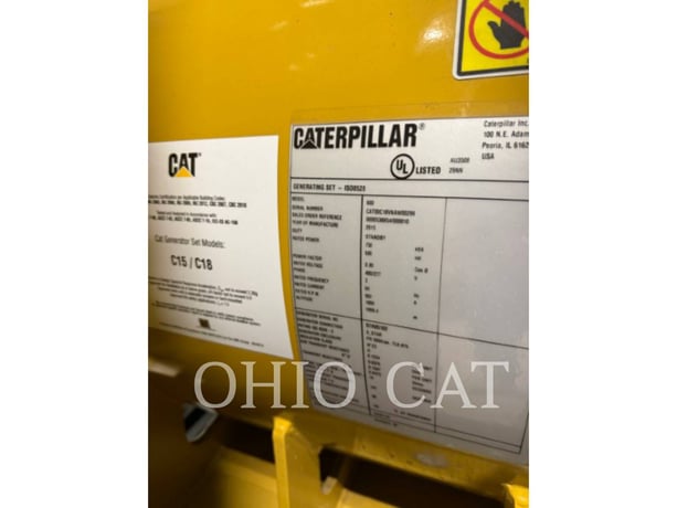 600 KW Caterpillar C18, Stationary Generator Set, Diesel, 1800 RPM, 480V, 134 hours, 2015 - Image 4