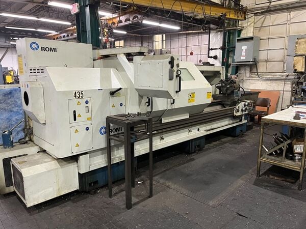Romi #M27, CNC Lathe, 27" swing, 114" machining length, 15" chuck, 30 HP, 1800 RPM, tailstock, 2002 - Image 1