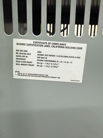 30 KVA 480 Primary, 208Y/120 Secondary, General Electric 9T10A1002, Type QL, 3PH Dry Type Transformer - Image 2
