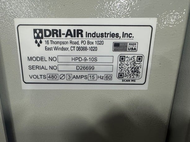 Dri-Air #HPD-9, 125 lb./hr. material dryer with 200 lb. capacity hopper, 100 CFM, -100°F dewpoint, 2026 - Image 7