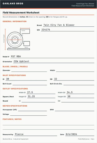 Twin City #Upblast-937-RBA, Heavy-Duty Centrifugal Fan, counter clock wise - Image 2