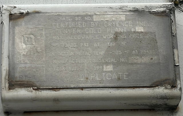 5000 gallon 2000 psi, Cryenco #TMU/20E, Liquid Oxygen Cryogenic Storage Tank, 1992 - Image 4