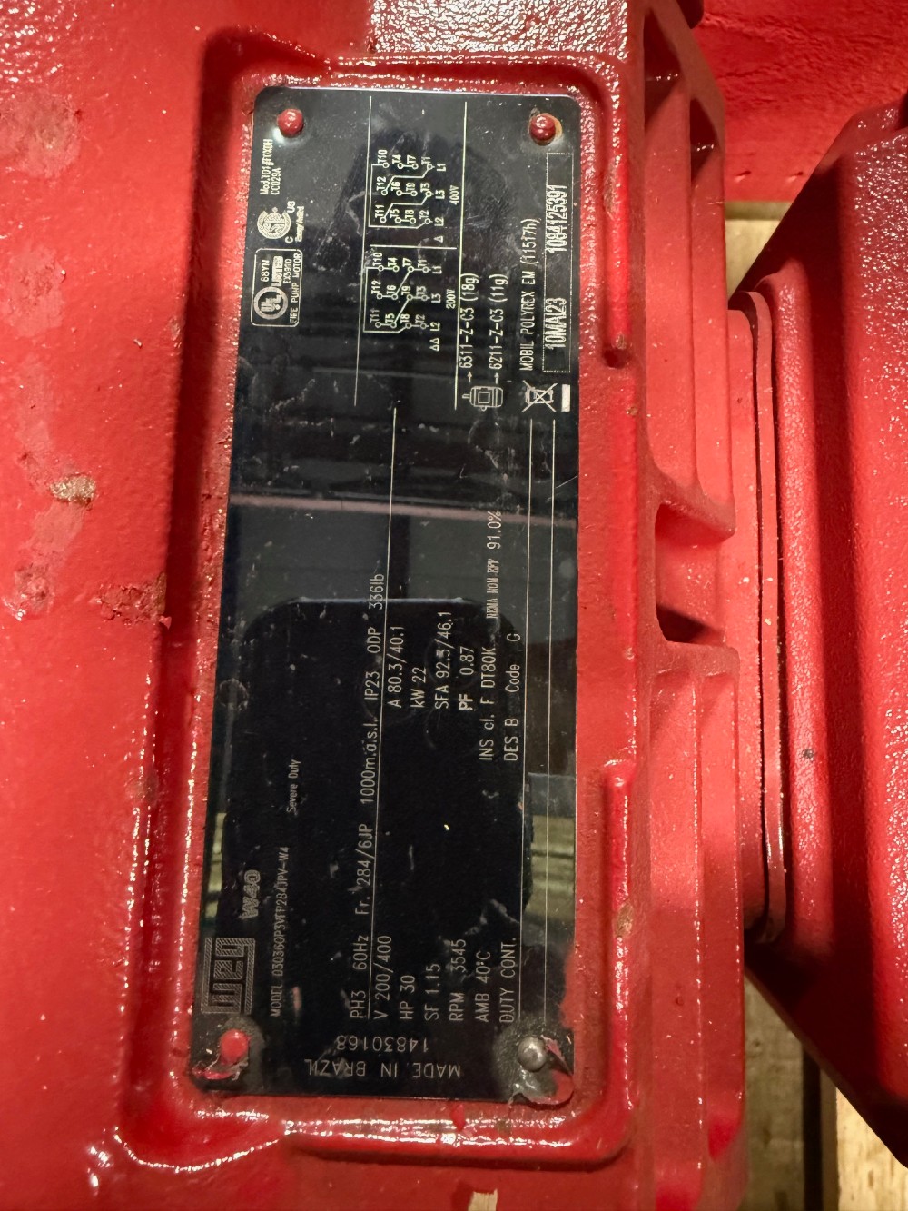30 HP 3545 RPM Weg, Frame 284/6JP, ODP, 200/400 Volts - Image 2