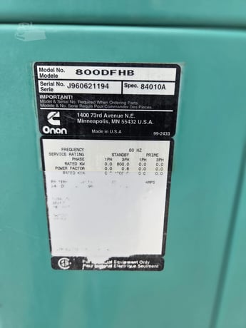 800 KW Cummins #800DFHB, Stationary Generator Set, 480 Volt - Image 7