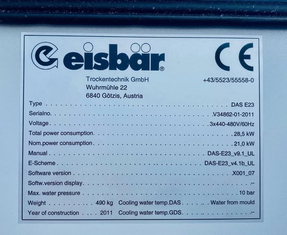 Eisbar #DAS-E23, Dry Air System, 28.5 KW, 10 bar, 145 psi, 440-480 Volts, 3PH, 2011 - Image 3