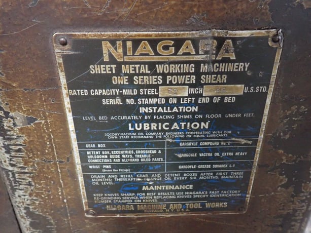 16 gauge x 6' Niagara, Sheet Metal Power Shear, 1.5 HP, 220/440 V - Image 5