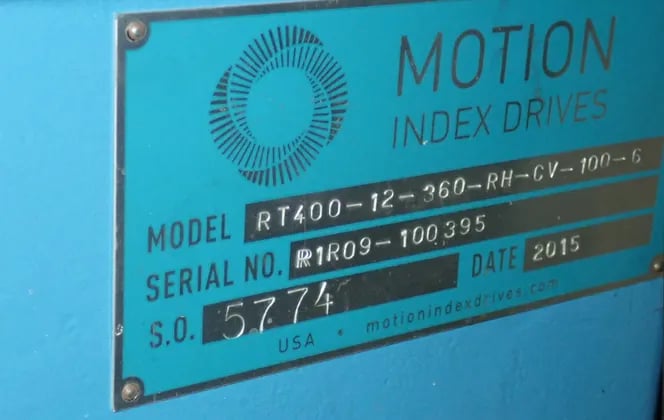 18" Motion Index Drives #RT-400-12-360-RH-CV-100-6, Indexer, 5 HP, 1750/98 RPM, 266/460 V, 2015 - Image 7