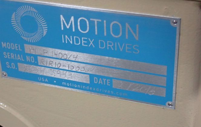 Motion Index Drives #MLP1400/4, Rotary Indexing Table, 3 HP, 1765/12 RPM, 460 V, 2016 - Image 1