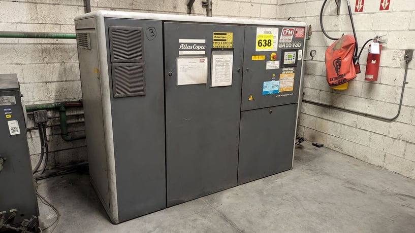 343 cfm, 188 psi, Atlas Copco #GA55VSD, rotary screw air compressor, 75 HP, vari-speed drive, serial - Image 1