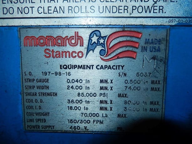 Monarch Stamco hydraulic shear, 74" x .040"-.500", #64303 - Image 5