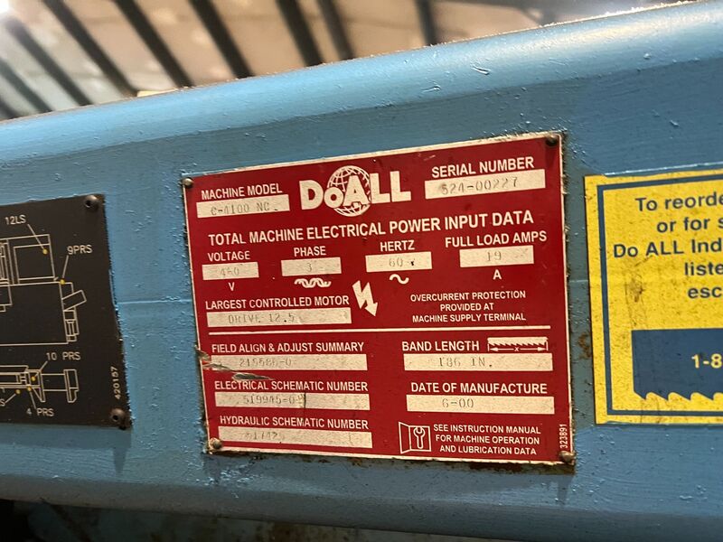 16" x 14" DoAll #C-4100NC, heavy duty programmable high production horizontal band saw, 186" x 1.25" blade - Image 6