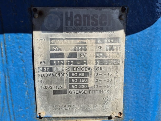 Hansen #RVNJ44K-BNN-250, Heavy-Duty Industrial Gear Reducer / Gearbox, 243.00 :1 Ratio, 113 RPM - Image 2