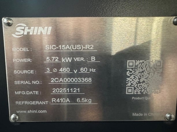 4.1 Ton, Shini #SIC-15A-R2, air cooled chiller, R410a refrigerant, scroll type compressor, new, 2025 - Image 6