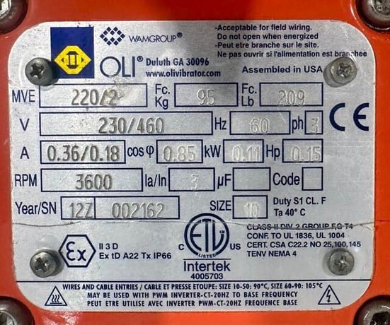 Oli, vibrator size 10 MVE 220/2, .15 HP (4 available) - Image 5