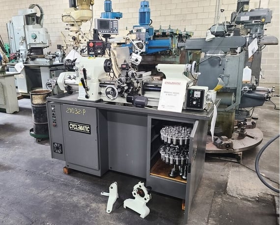 Cyclematic #CTL-618EVS, cnc lathe, 11" swing, 18" centers, 5" chuck, 4000 RPM, digital read out, 6" swing - Image 1