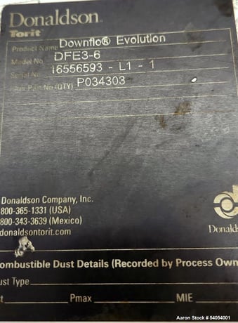 1,524 sq.ft. Donaldson Downflo Evolution #DFE3-6, Dust Collector, 6 Filters, Ultra-Web Media - Image 4