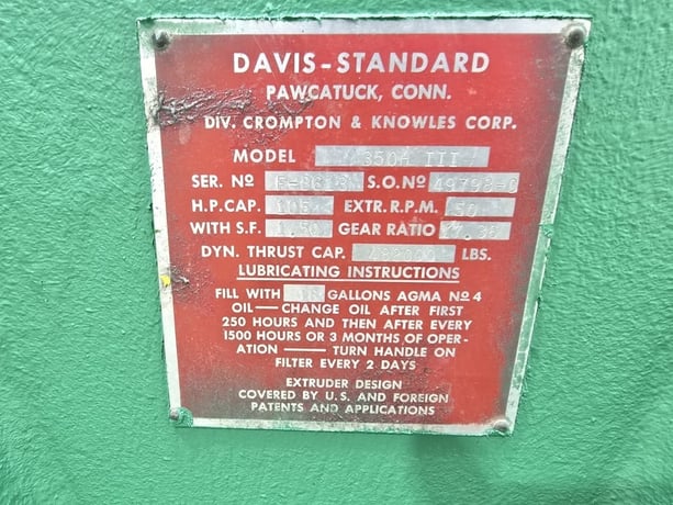 105 HP, Davis Standard #350H-III, gearbox, 17.36:1 ratio, 1.5 service factor, came off 3.5" extruder - Image 2