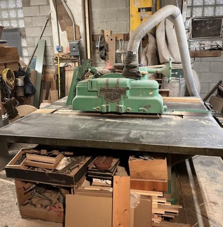 Mattison #202, Straight Line Rip Saw, 77" x 65" table, 9"-14" blade capacity, 4" depth of cut, 24" max. rip - Image 1