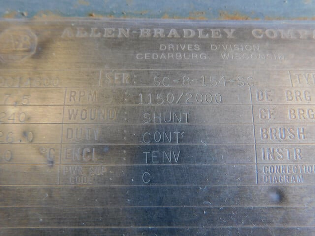 7 HP 1150/2000 RPM GE Allen-Bradley #5CD3, DC, 240 Volts, TENV, Shunt, CD2812ATZ - Image 6