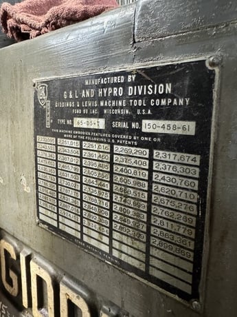 No. 65-D5-T Gidding & Lewis horizontal boring mill Hypro, 5" spindle, 60" x 120" Table, 975 RPM, Table Type - Image 4
